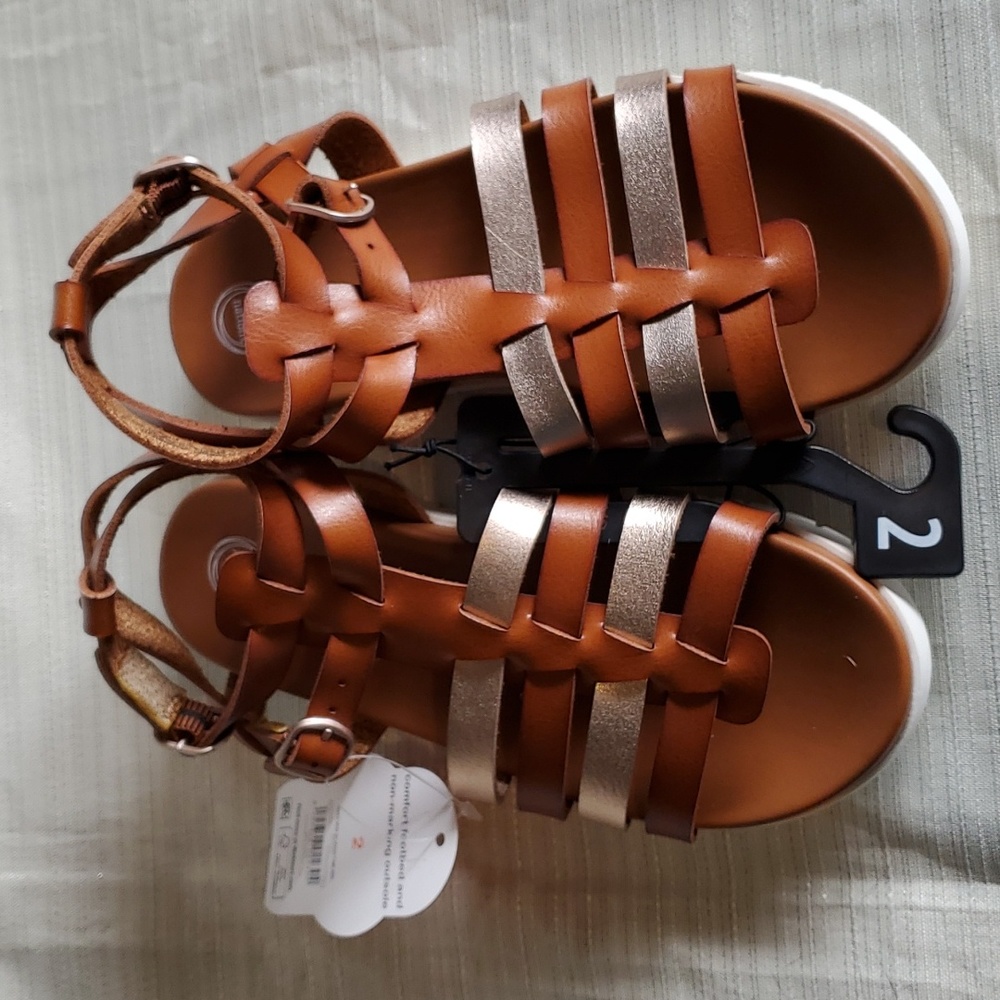 Brown and Gold Gladiator Sandals - Picture 3 of 8
